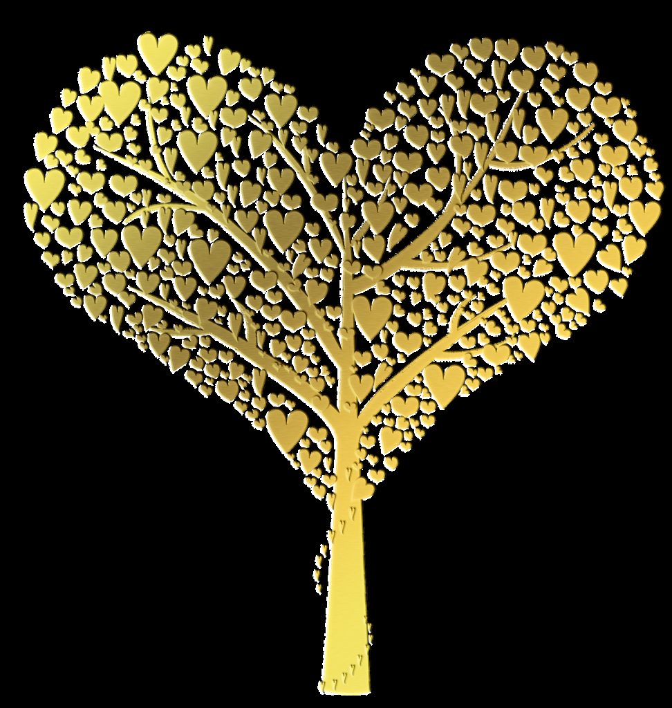 tree, filigree, hearts